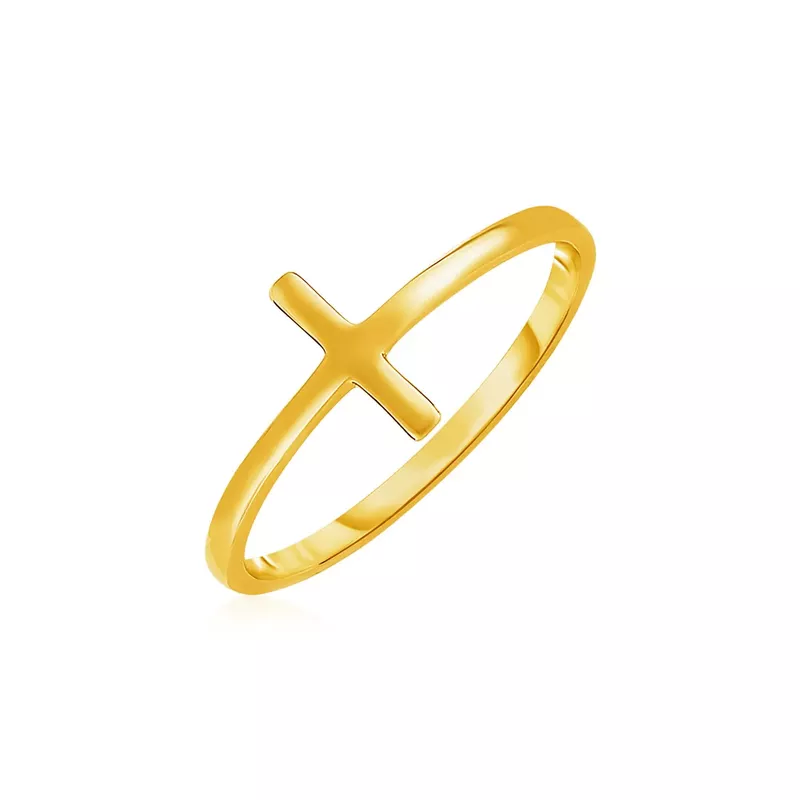 14k Yellow Gold Cross Motif Ring (Size 7)