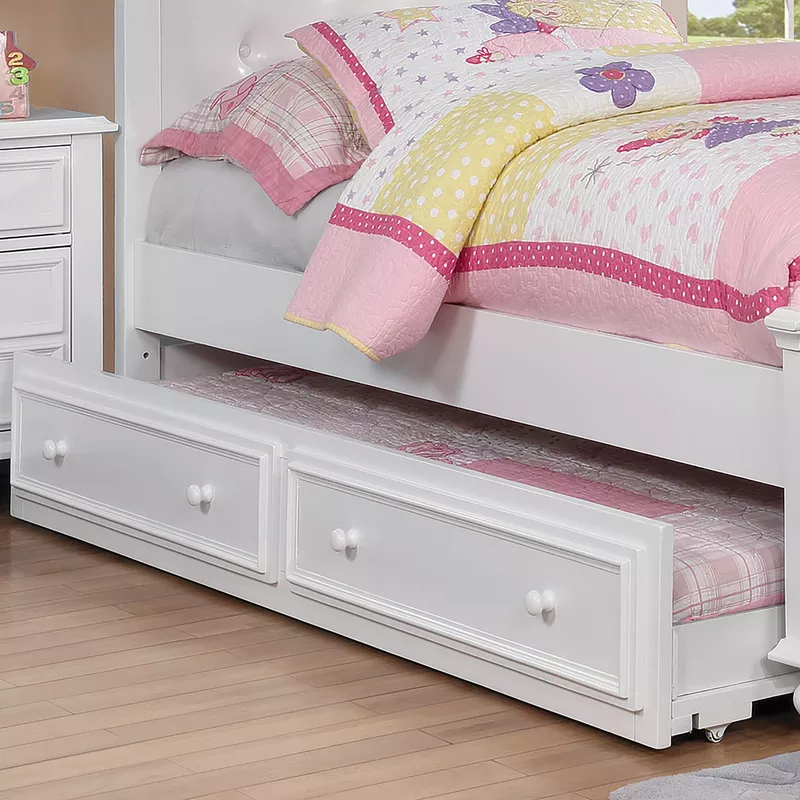 Traditional Solid Wood Trundle Unit in White