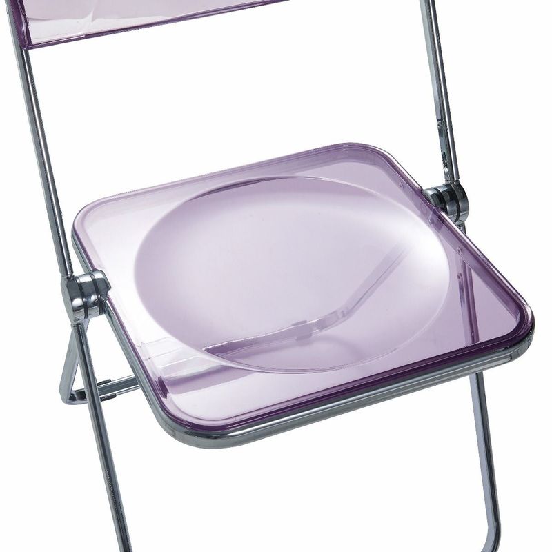 LeisureMod Lawrence Acrylic Folding Chair With Metal Frame - 30" - Transparent Black