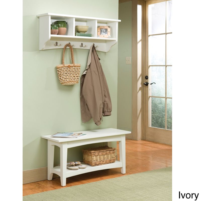 Fair Haven Storage Coat Hook and Bench with Shelf Set - Ivory