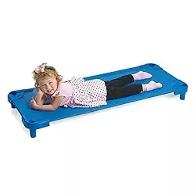 Angeles Value Line Nap Cots, Kids Daycare and Preschool Sleeping Cot, Standard Size, Set of 4, Blue