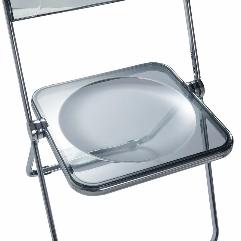 LeisureMod Lawrence Acrylic Folding Chair With Metal Frame - 30" - Transparent Black