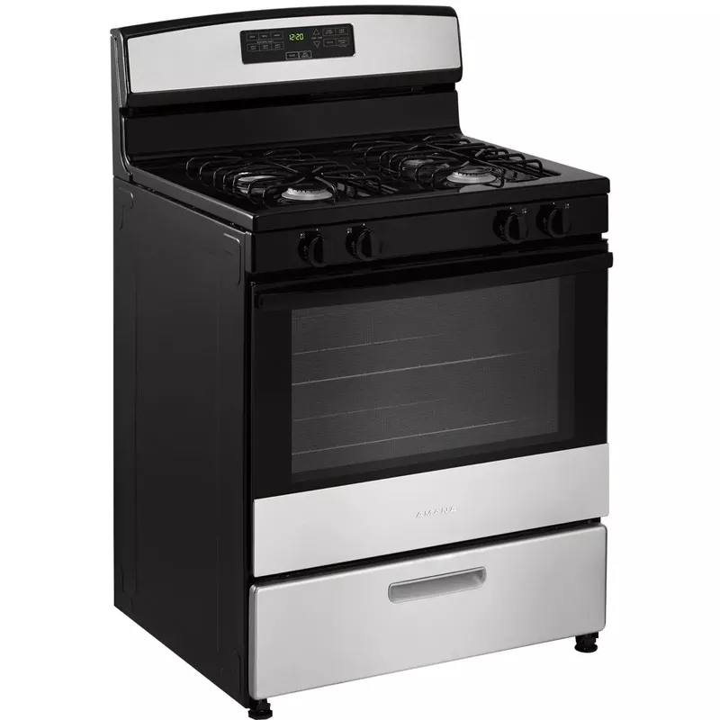 Amana - 5.1 Cu. Ft. Freestanding Gas Range with Bake Assist Temps - Stainless Steel