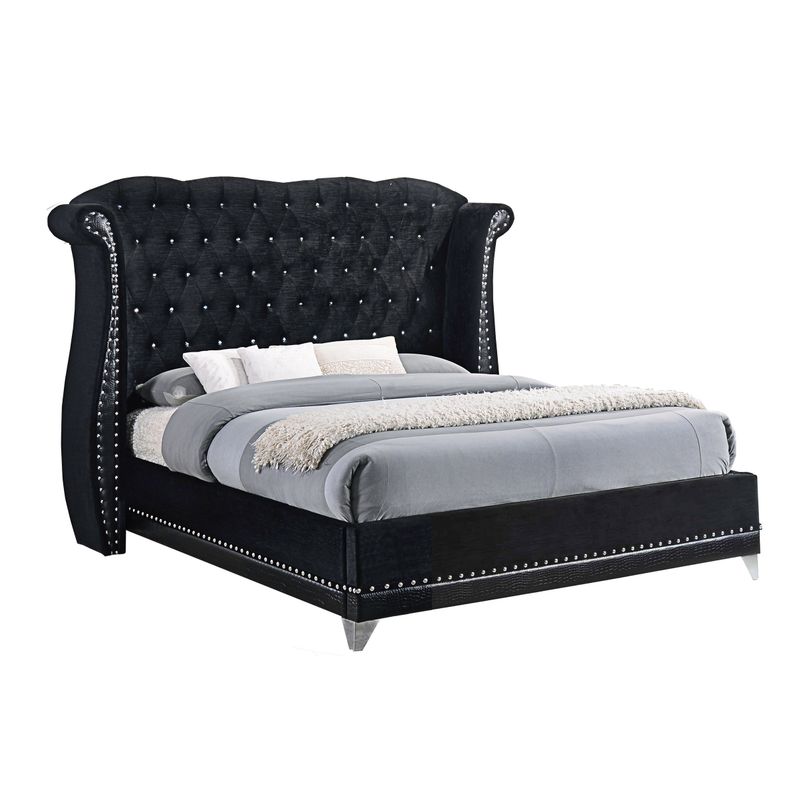 Silver Orchid Andra Black Upholstered Bed - King