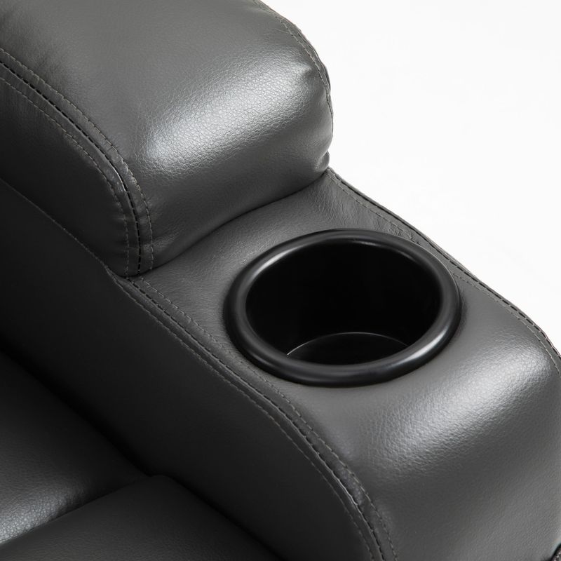 HOMCOM Electric Power Reclining Massage Sofa PU leather w/ 8-Point Vibration Waist Heating Side Storage USB Port, Dark Grey - Grey