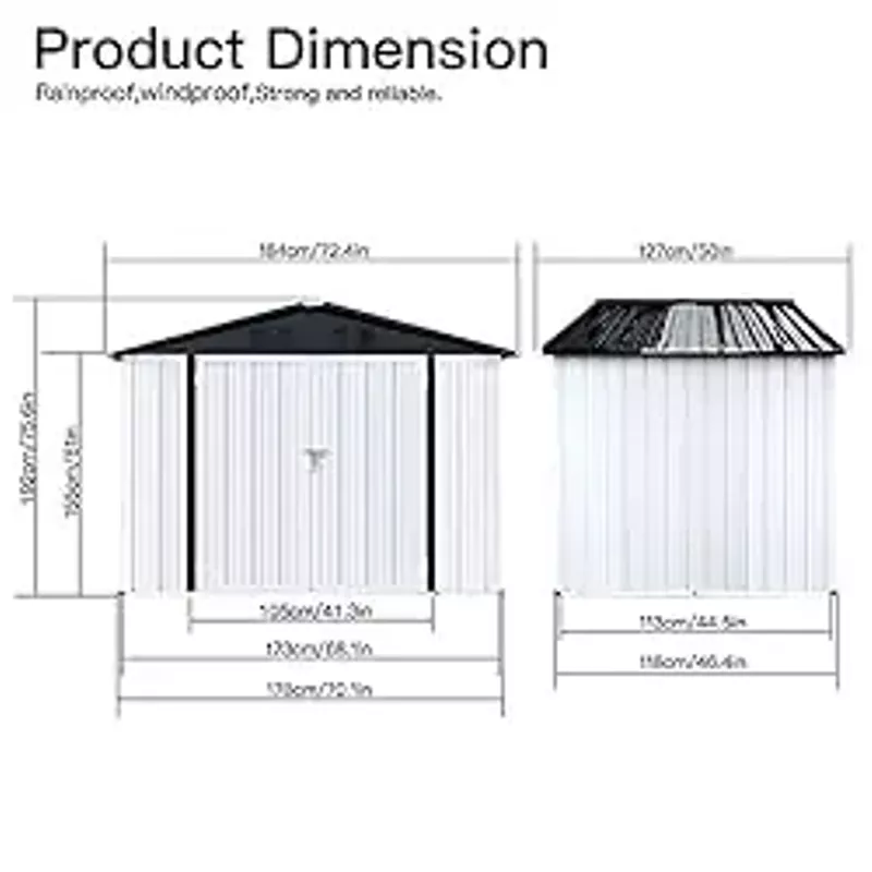 HOMLOVLY 6' x 4' Outdoor Storage Shed, Large Metal Tool Sheds, Utility and Tool Garden Shed with Lockable Doors for Backyard, Patio, Outside Use, All-Weather Shed for Yard, Black