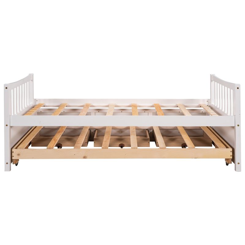 Nestfair Twin Size Daybed with Trundle and Drawers - White