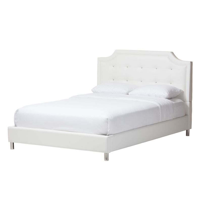 Carlotta Contemporary & Glam styled 3-Piece Bedroom Set with White Faux Leather Upholstered bed - King