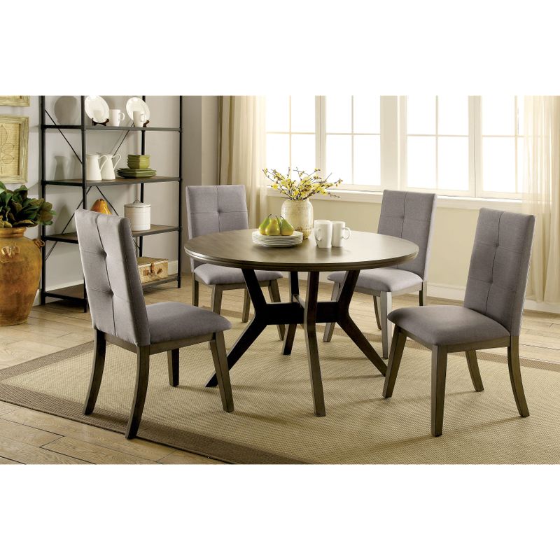 Furniture of America Remi Mid-Century Modern Angular Grey Round Dining Table - Grey