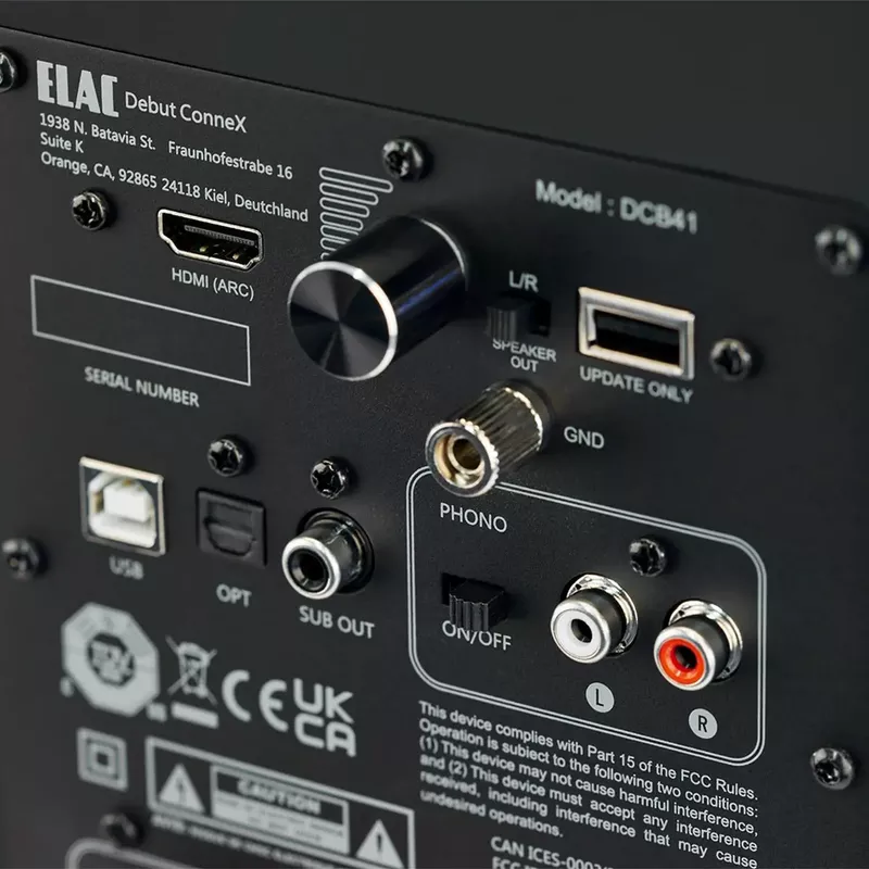 ELAC Debut ConneX DCB41 2-Way Active Powered Bookshelf Speakers, Pair - Black Ash