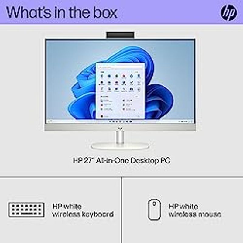 HP 27 inch All-in-One Desktop PC, FHD Display, 13th Gen Intel Core i5-1335U, 16 GB RAM, 512 GB SSD, Intel UHD Graphics, Windows 11 Home,...