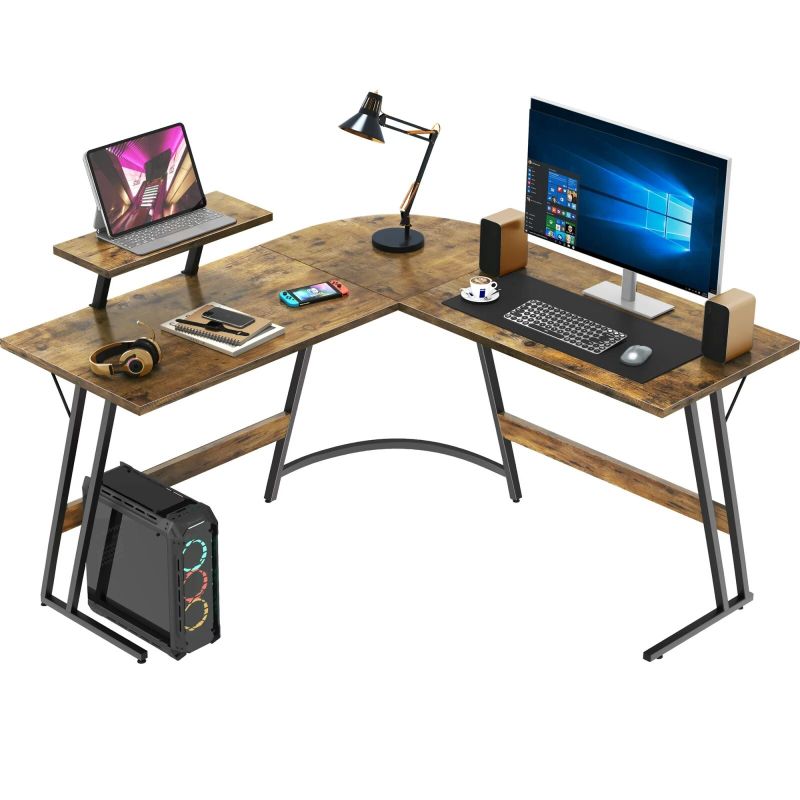 L-Shaped Gaming Desk Computer Corner Desk Office Writing Desk - Black
