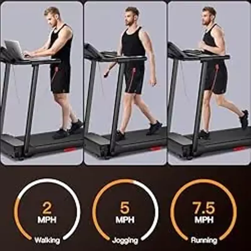 UMAY Foldable Treadmills for Home, Quiet Folding Treadmill with Silicone Shock Absorption, Heart Rate Monitor