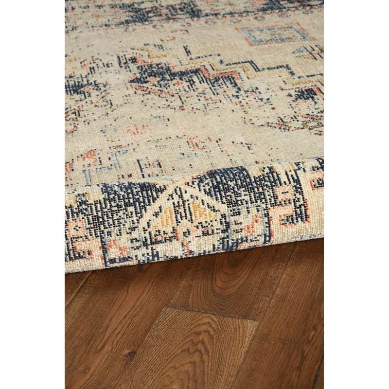 Kelledy Ivory And Navy 5X7.6 Area Rug