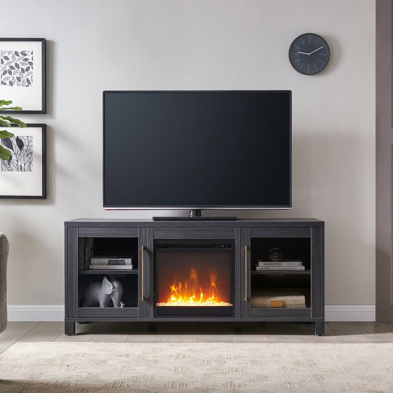 Quincy TV Stand with Crystal Fireplace Insert - White