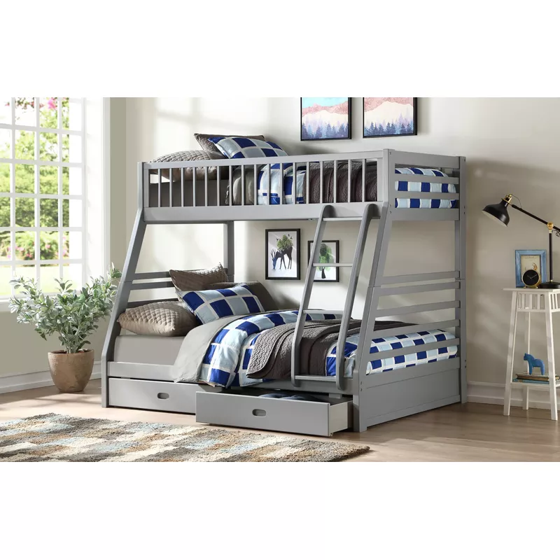 ACME Jason Twin/Full Bunk Bed w/Storage, Gray