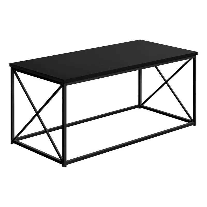 Coffee Table/ Accent/ Cocktail/ Rectangular/ Living Room/ 40"L/ Metal/ Laminate/ Black/ Contemporary/ Modern