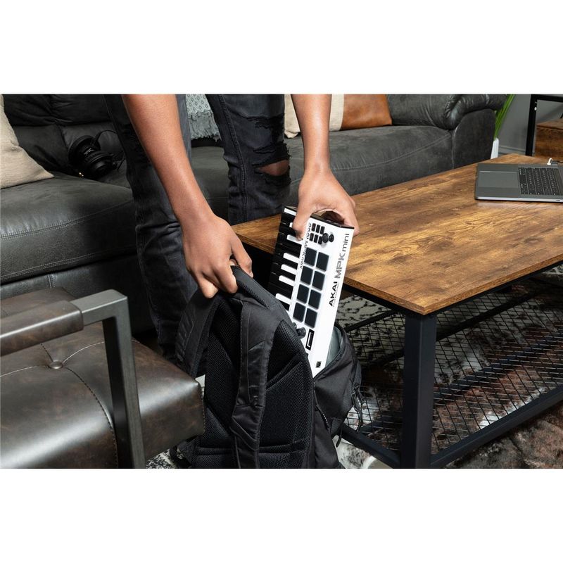 Akai MPK Mini MK3 25-Key MIDI Controller, White with Studio Monitor Heahphones