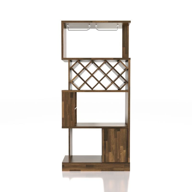 DH BASIC Urban Dual-Side Access Lattice 11-Bottle Wine Rack and Cabinet by Denhour - Light Hickory