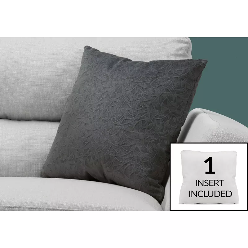 Pillows/ 18 X 18 Square/ Insert Included/ decorative Throw/ Accent/ Sofa/ Couch/ Bedroom/ Polyester/ Hypoallergenic/ Grey/ Modern