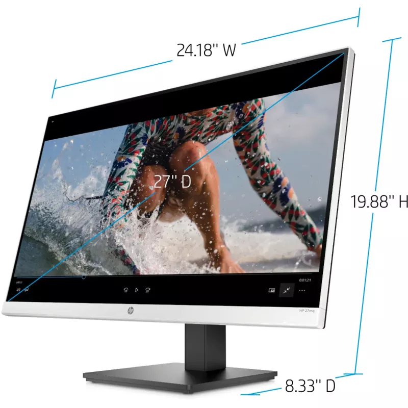 HP - 27" IPS LED QHD Monitor with Adjustable Height (HDMI, VGA) - Silver & Black