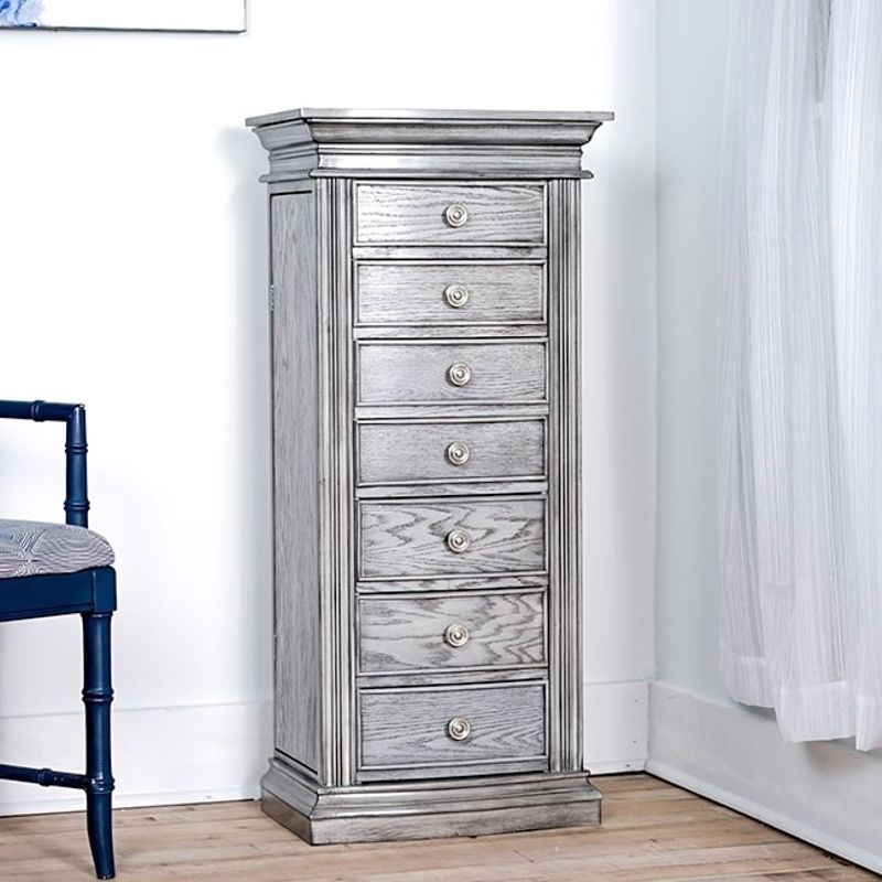 Hives & Honey Landry Grey Jewelry Armoire with Mirror and Storage - Grey