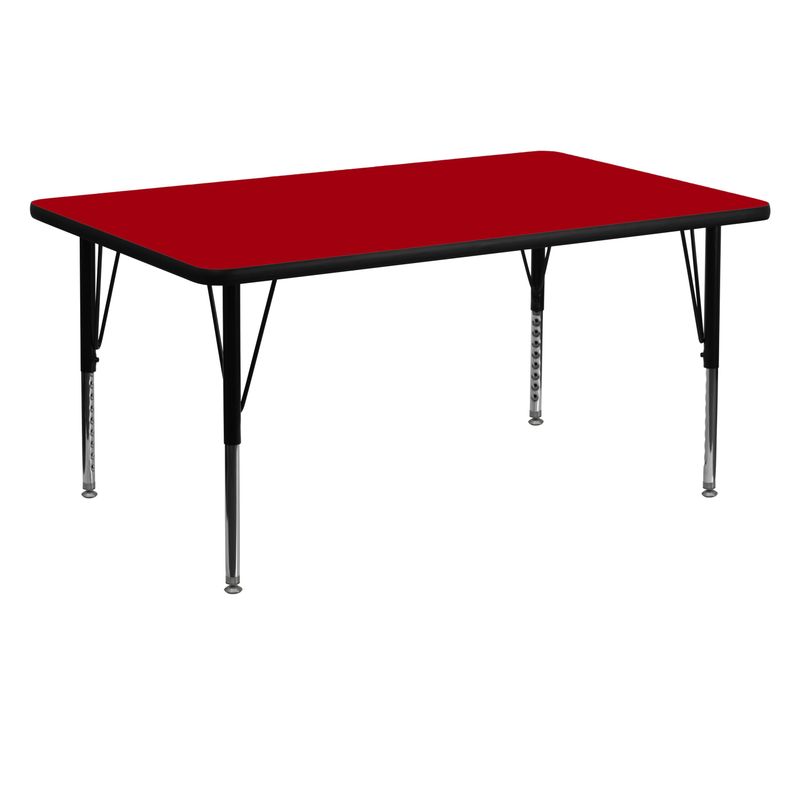 Height-adjustable Rectangular Thermal Laminate Activity Table - Primary Red
