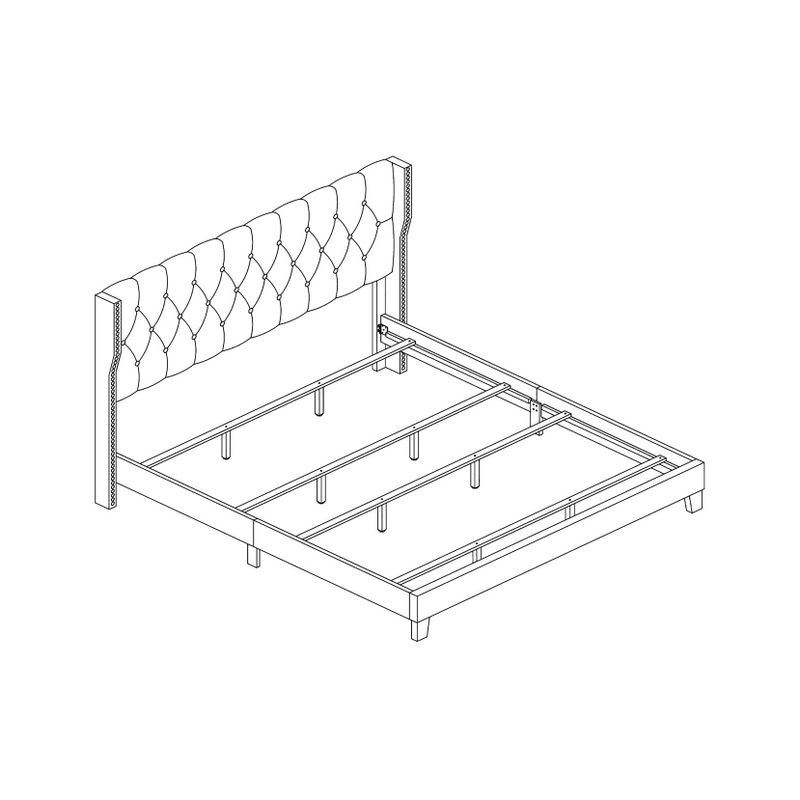 Best Quality Furniture Upholstered Panel Bed Tufted with Side Studs - White - King