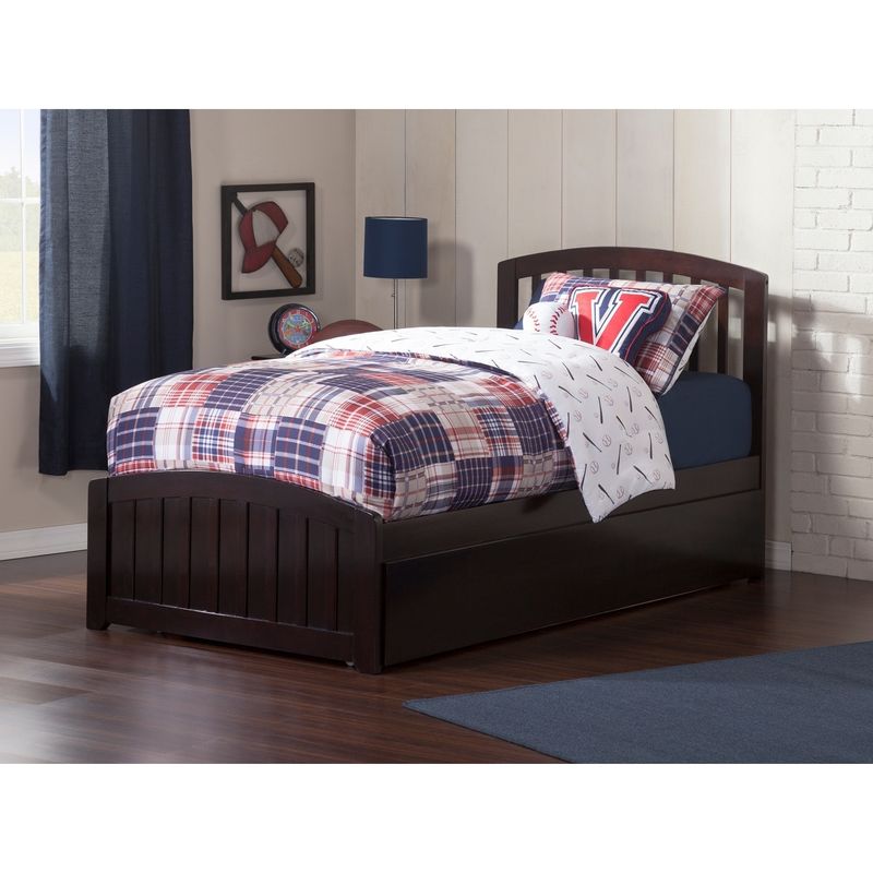 Richmond Twin Platform Bed with Matching Foot Board with Twin Size Urban Trundle Bed in Espresso