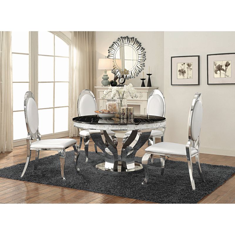 Anchorage Hollywood Glam Silver Dining Table - 30 in x 51.25 - 30 in x 51.25