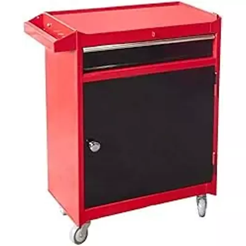 Torin ATBT1204B-RB Rolling Garage Workshop Organizer: Detachable 4 Drawer Tool Chest with Large Storage Cabinet and Adjustable Shelf, 11" 20.3" 40.4", Black/Red