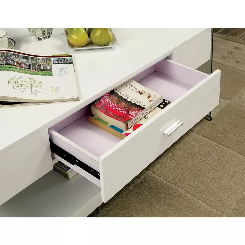 Contemporary Wood Storage Coffee Table in White