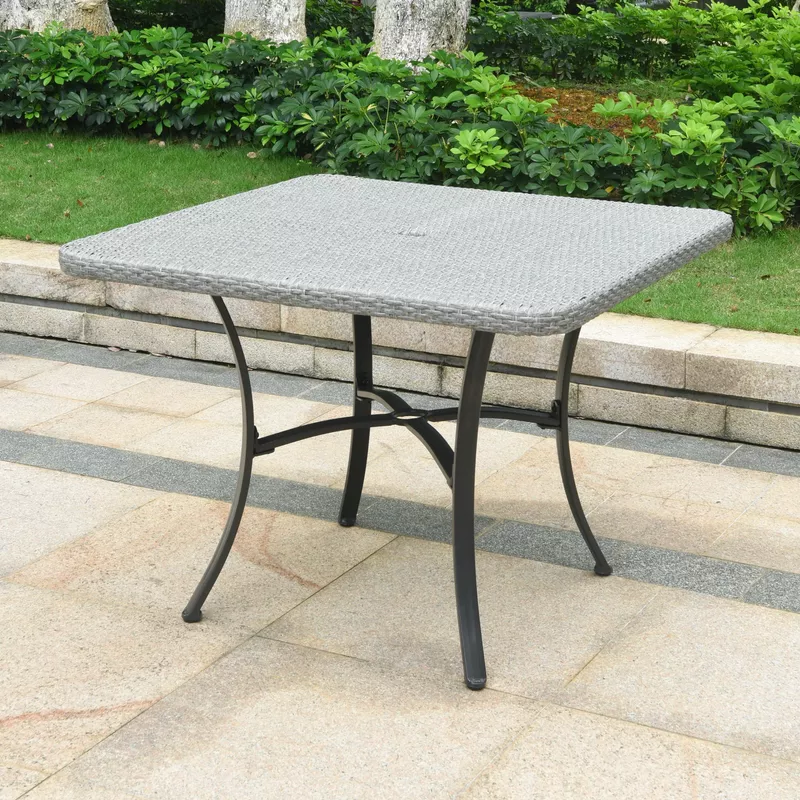 International Caravan Barcelona Resin Wicker/Aluminum 39-inch Square Outdoor Dining Table - Grey