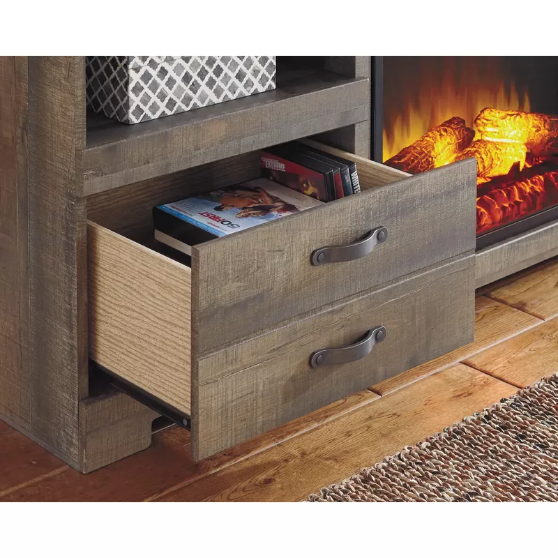 Trinell Large TV Stand w/Fireplace Option