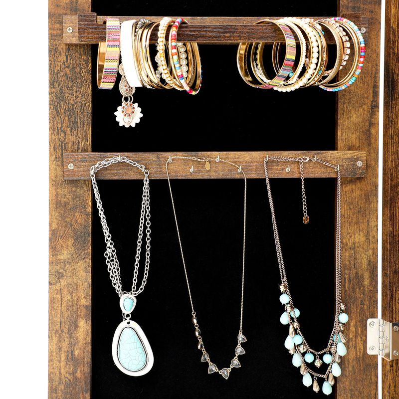 Fashion Simple Jewelry Storage Mirror Cabinet With LED Lights - Antique Gray
