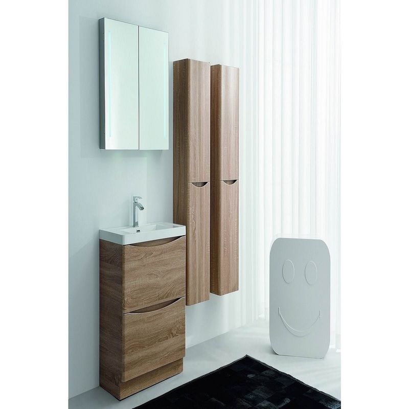 Eviva Smile White Oak 24-inch Modern Free-standing Bathroom Vanity Set with Integrated White Acrylic Sink
