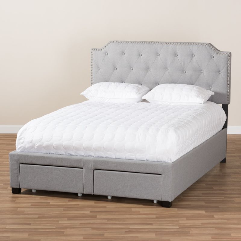 Contemporary Grey Fabric Storage Bed by Baxton Studio - King - Grey