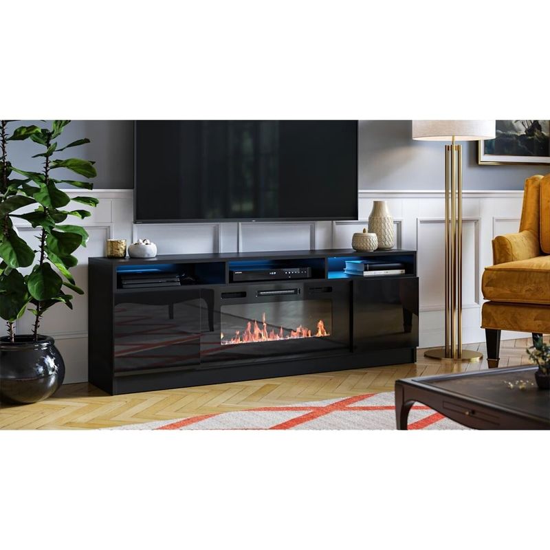 Rent to own Reno 05 Electric Fireplace Modern 63" TV Stand White