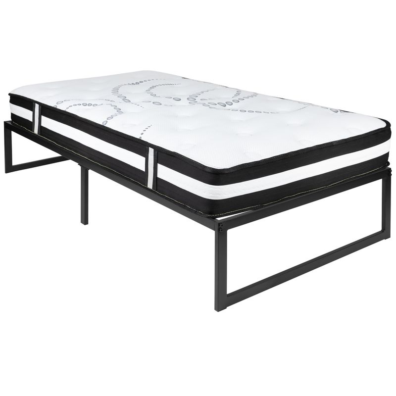 14" Platform Bed Frame & 12" Mattress in a Box - No Box Spring Required - King