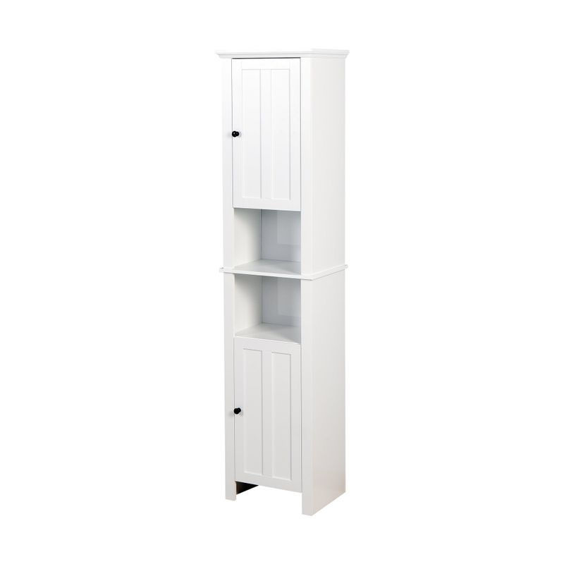 Bathroom Floor Storage Cabinet with 2 Doors and 6 Shelves - White