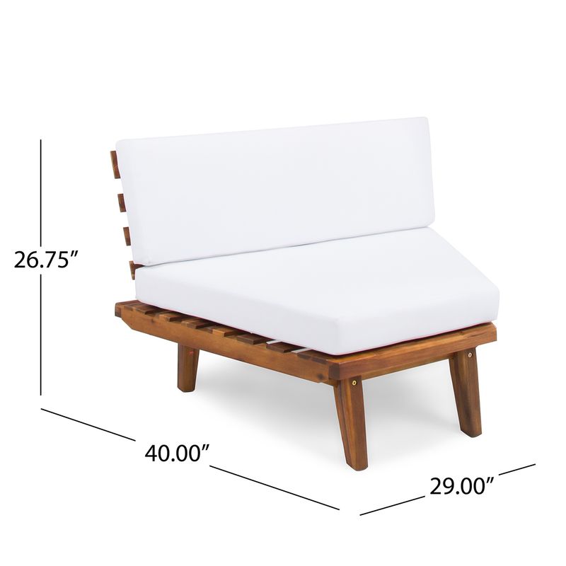 Hillcrest Outdoor 4-piece V-Shaped Wood Sectional Sofa Set with Cushion by Christopher Knight Home - Sandblast Finish + White