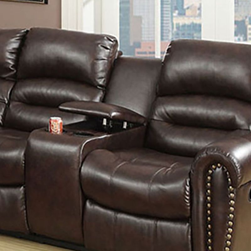 Bonded Leather Motion Sectional - Black