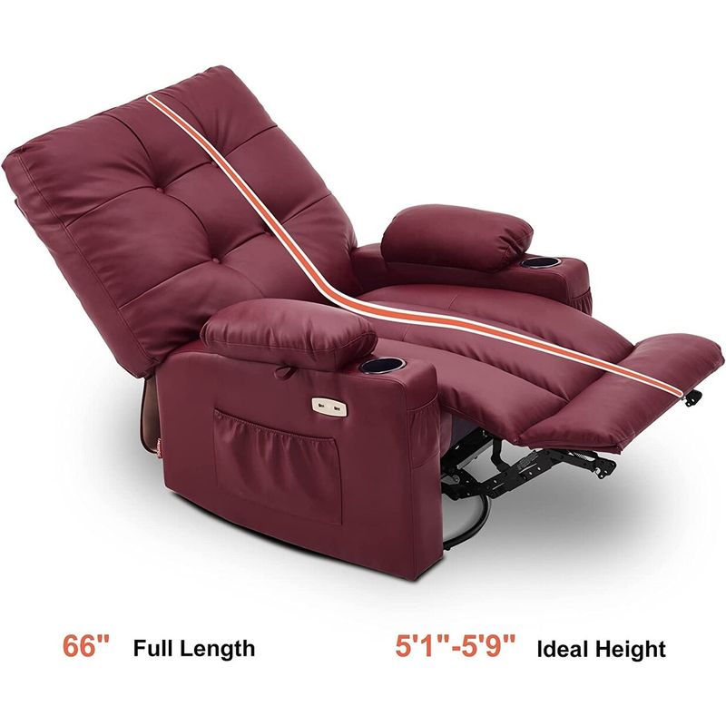 Mcombo Large Power Swivel Glider Rocker Recliner Chair with Massage and Heat - Brown
