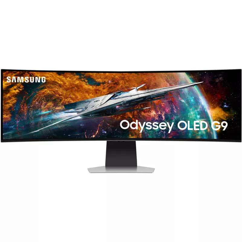Samsung - Odyssey OLED G9 49" Curved Dual QHD Neo 240Hz 0.03ms FreeSync Premium Pro Smart Gaming Monitor with HDR400 - Silver