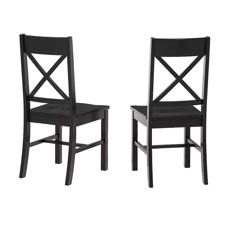 Walker Edison - Modern Farmhouse X-Back Dining Chairs, Set of 2 - Antique Black