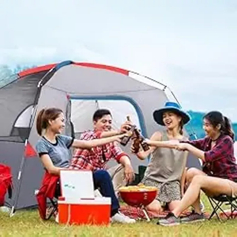 Camping Tent, Tent for Camping, Easy Set up Camping Tent 4 Person and 6 Person for Hiking Backpacking Traveling Outdoor, Light Blue