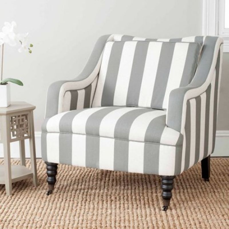 Safavieh Homer Greyish Blue/ White Stripe Arm Chair - 31.9" x 33.5" x 33.9" - MCR4652A