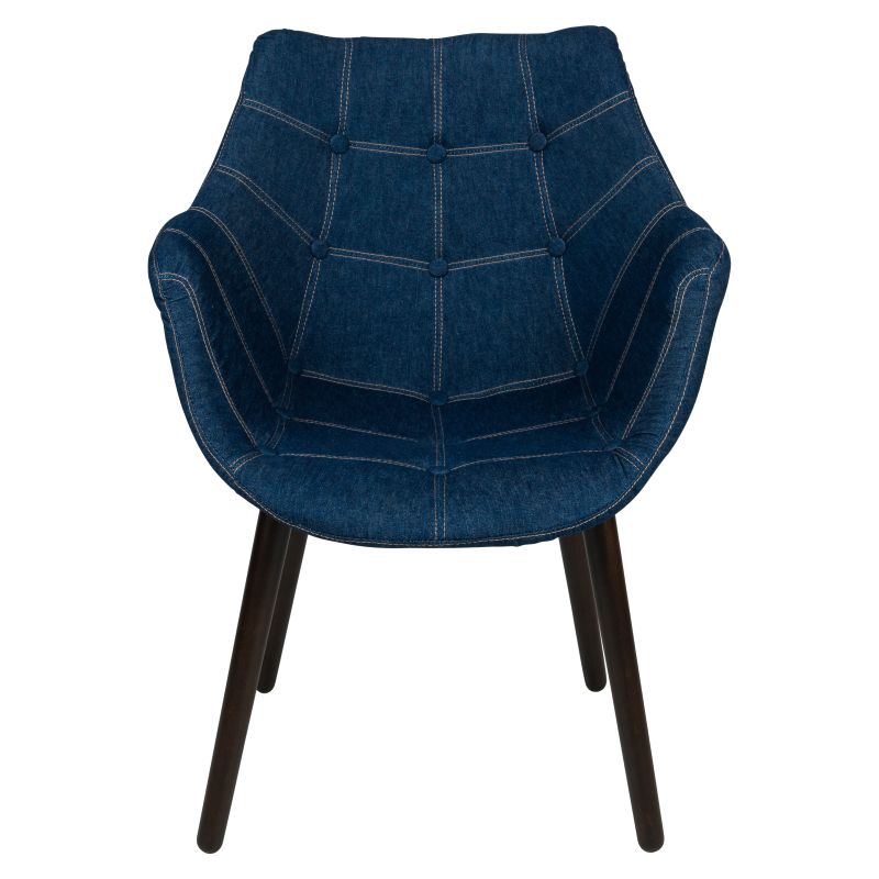 LeisureMod Milburn Tufted Denim Lounge Chair, Set of 2 - Blue