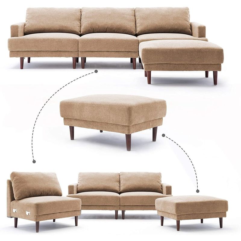 Sectional Couch Sofa with Ottoman Convertible Modular Couch Set - Multi