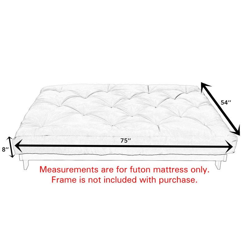 Full Size 8-inch Khaki Suede Dual Gel Memory Foam Futon Mattress - Khaki - Full